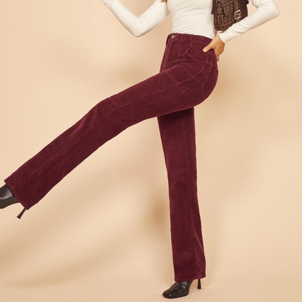 Reformation Daphne red corduroy pants!